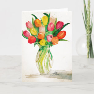 Vase of Tulips Mother's Day Card