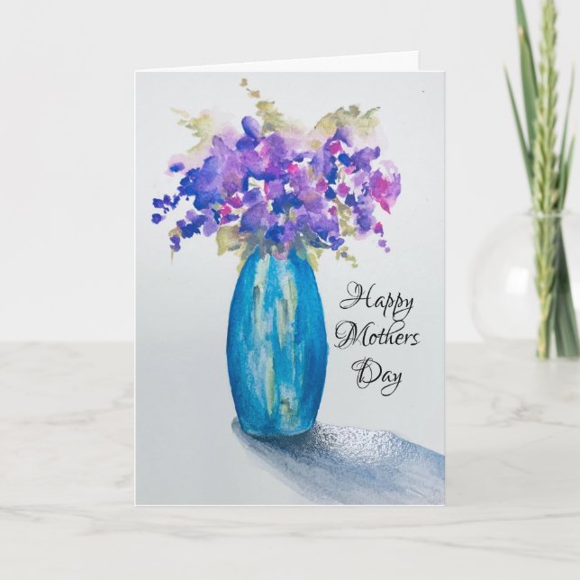 Vase of Violets Mother's Day Card (Front)
