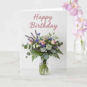 Vase of Wild Flowers Birthday Card