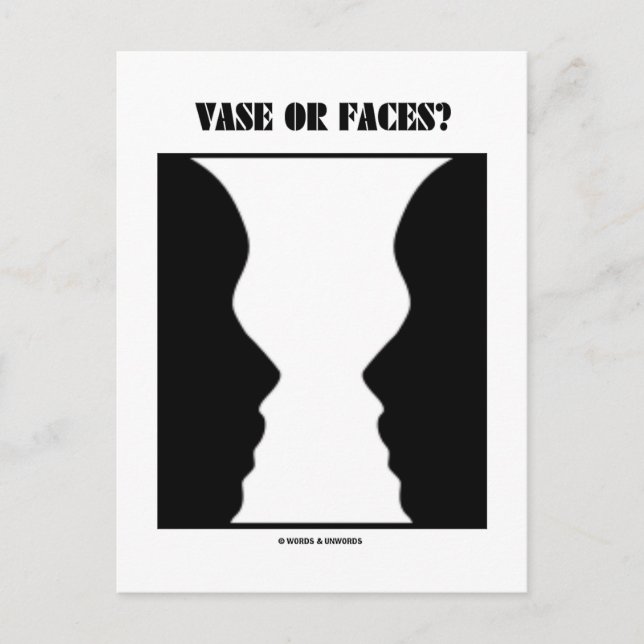 Vase Or Faces? (Optical Illusion) Postcard (Front)