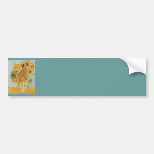 Vase with 12 Sunflowers by Vincent Van Gogh Bumper Sticker (Front)