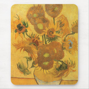 Vase with 15 Sunflowers by Vincent van Gogh Mouse Pad
