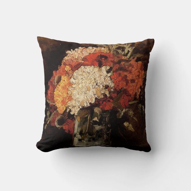 Vase with Carnations by Vincent van Gogh Cushion (Front)