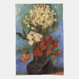 Vase with Carnations by Vincent van Gogh Tea Towel