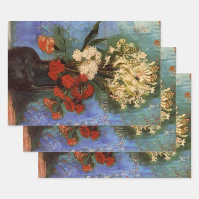 Vase with Carnations by Vincent van Gogh Wrapping Paper Sheet (Set)