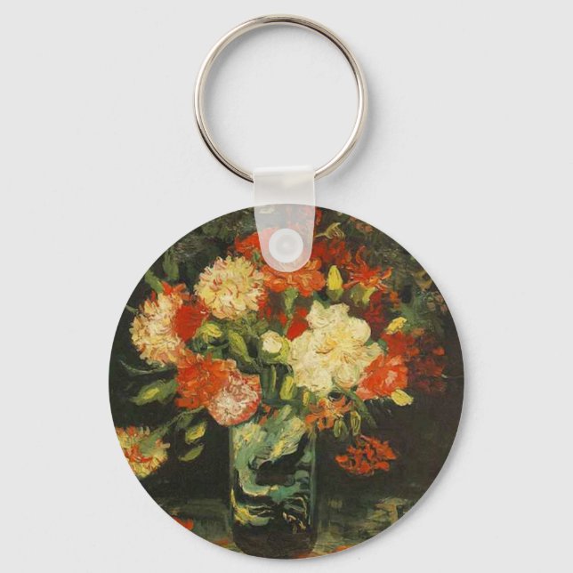 Vase with Carnations Vincent van Gogh Key Ring (Front)