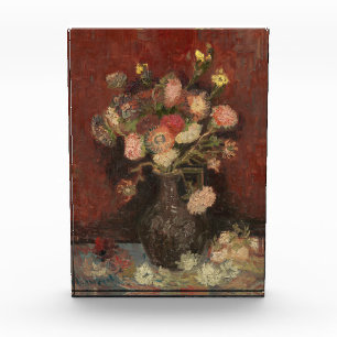 Vase with Chinese asters and gladioli van Gogh Photo Block