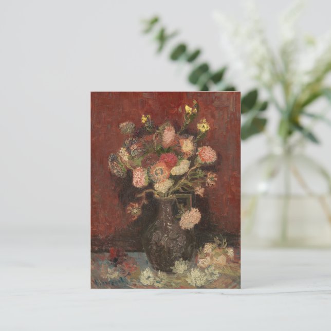 Vase with Chinese asters and gladioli van Gogh Postcard (Standing Front)