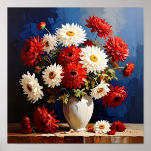 Vase with Chrysanthemums After Van Gogh Poster