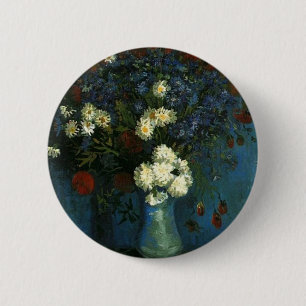 Vase with Cornflowers and Poppies, van Gogh 6 Cm Round Badge