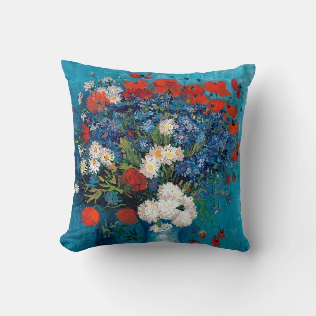 Vase with Cornflowers and Poppies, Van Gogh Cushion (Front)