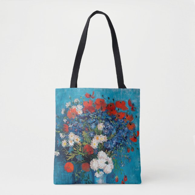 Vase with Cornflowers and Poppies, Van Gogh Tote Bag (Front)