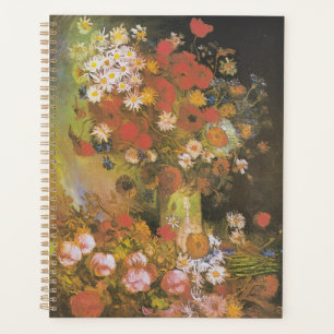 Vase with cornflowers&poppies, peonies&chrysanthem planner