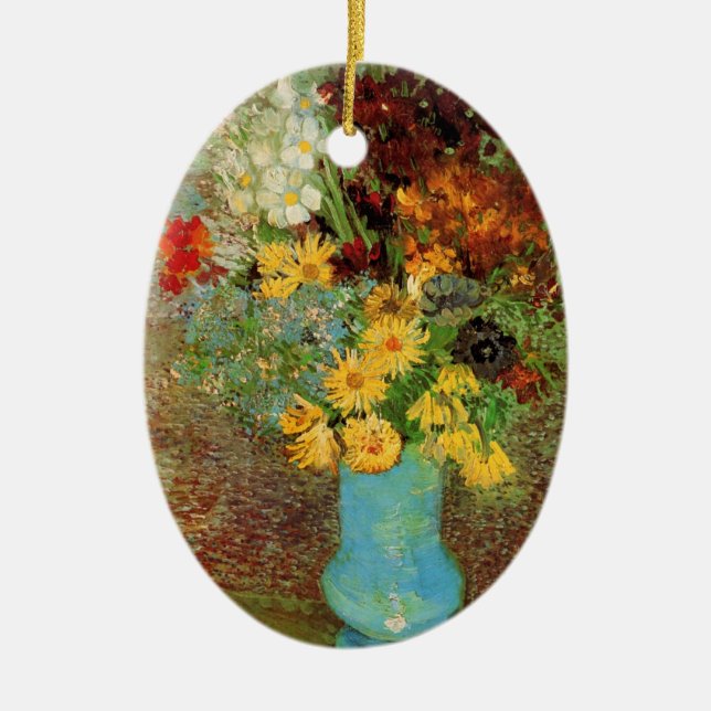 Vase with Daisies and Anemones by Vincent van Gogh Ceramic Ornament (Front)