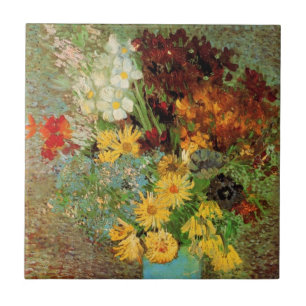 Vase with Daisies and Anemones by Vincent van Gogh Ceramic Tile