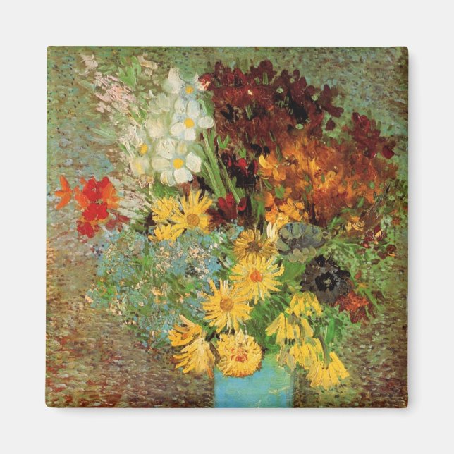 Vase with Daisies and Anemones by Vincent van Gogh Magnet (Front)