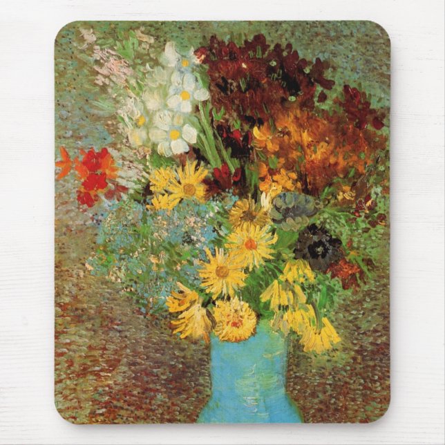 Vase with Daisies and Anemones by Vincent van Gogh Mouse Pad (Front)