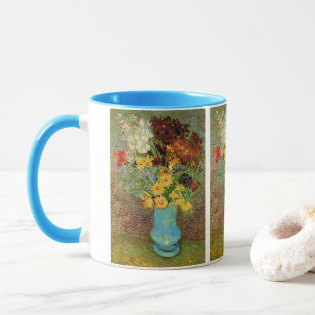 Vase with Daisies and Anemones by Vincent van Gogh Mug (With Donut)