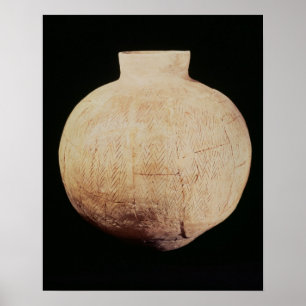 Vase with decorative carving, from Tell-Hassuna Poster