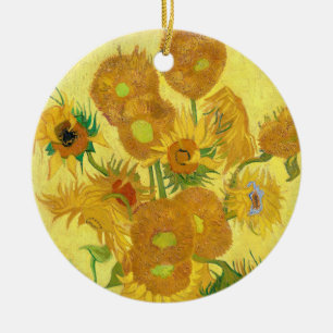 Vase with fifteen sunflowers by Vincent Van Gogh  Ceramic Ornament