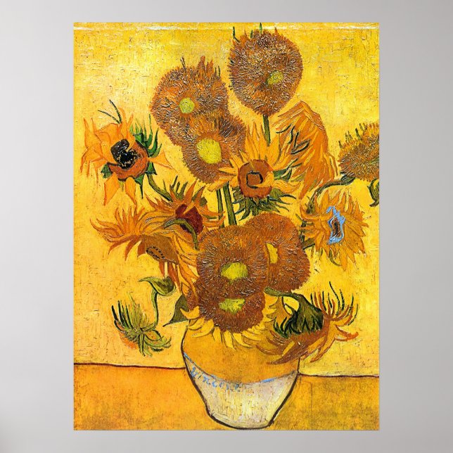 Vase with Fifteen Sunflowers by Vincent van Gogh Poster (Front)