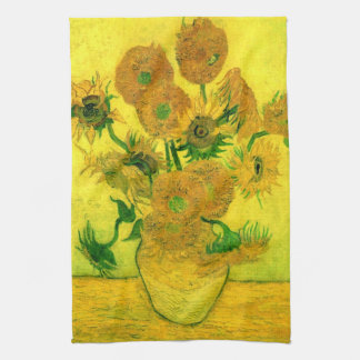 Vase with Fifteen Sunflowers Van Gogh Fine Art Tea Towel