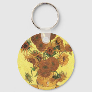 Vase with fifteen sunflowers,Vincent van Gogh Key Ring