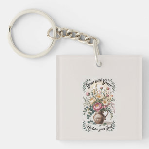 Vase With Florals Grow With Grace Acrylic Keychain