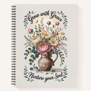 Vase With Florals Grow With Grace Quote Notebook