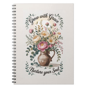 Vase With Florals Grow With Grace Quote Notebook
