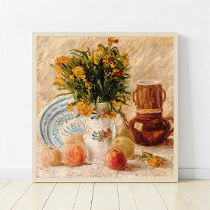 Vase with Flowers, Coffeepot and Fruit, van Gogh Poster