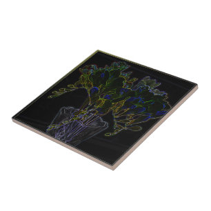 Vase with freesia ceramic tile