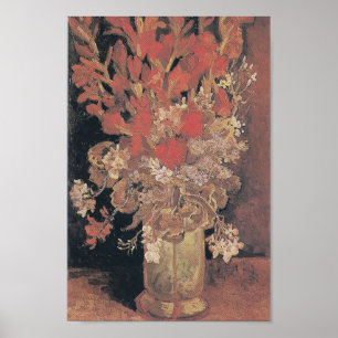 Vase with Gladioli and Carnations by Van Gogh     Poster