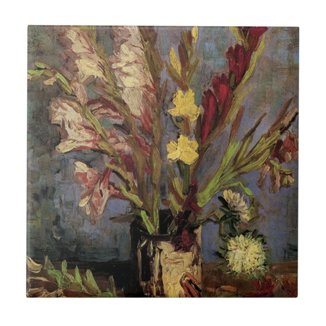 Vase with Gladioli by Vincent van Gogh Ceramic Tile (Front)