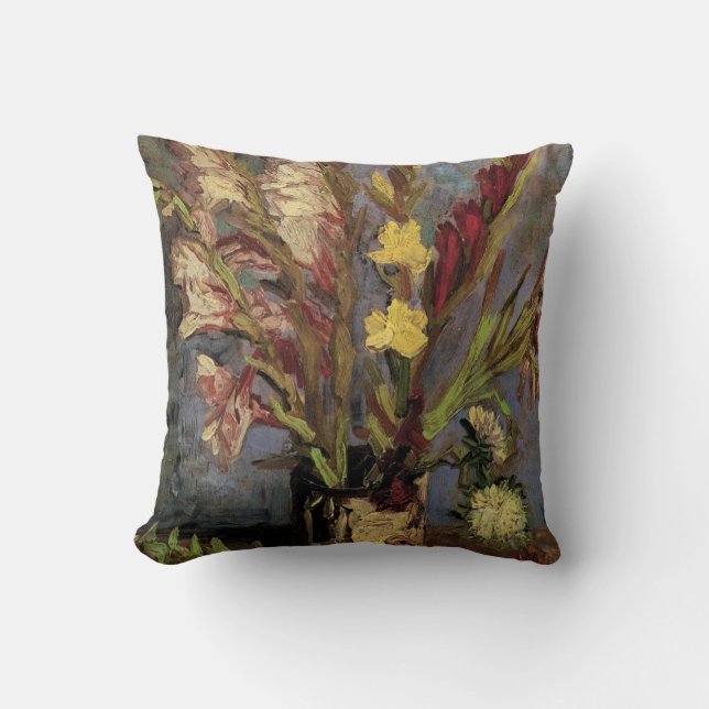 Vase with Gladioli by Vincent van Gogh Cushion (Front)