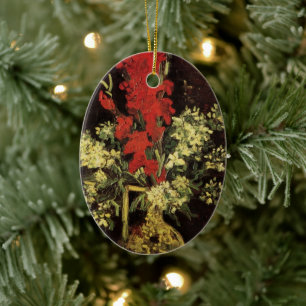 Vase with Gladioli, Carnations by Vincent van Gogh Ceramic Tree Decoration