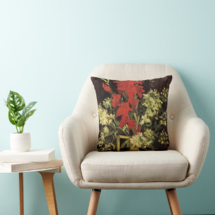 Vase with Gladioli, Carnations by Vincent van Gogh Cushion
