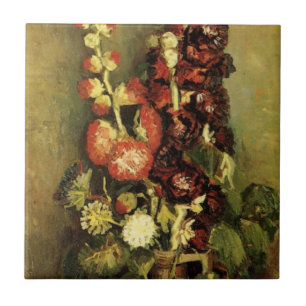 Vase with Hollyhocks by Vincent van Gogh Ceramic Tile