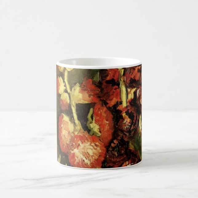 Vase with Hollyhocks by Vincent van Gogh Coffee Mug (Center)