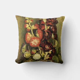 Vase with Hollyhocks by Vincent van Gogh Cushion