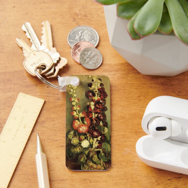 Vase with Hollyhocks by Vincent van Gogh Key Ring (Desk)