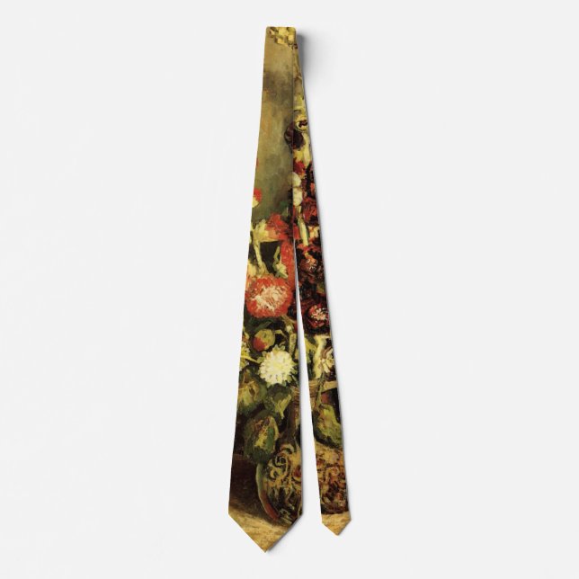Vase with Hollyhocks by Vincent van Gogh Tie (Front)