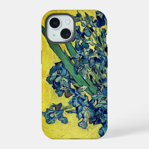 Vase with Irises Against a Yellow Back iPhone 15 Case