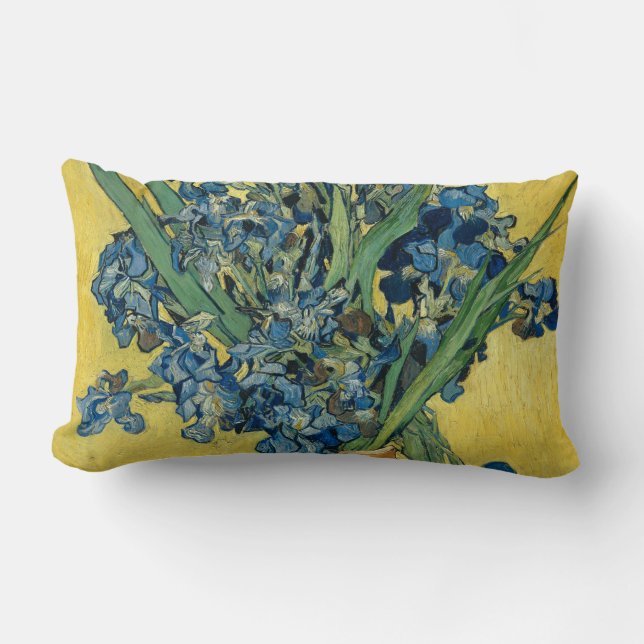 Vase with Irises by Van Gogh Lumbar Cushion (Front)