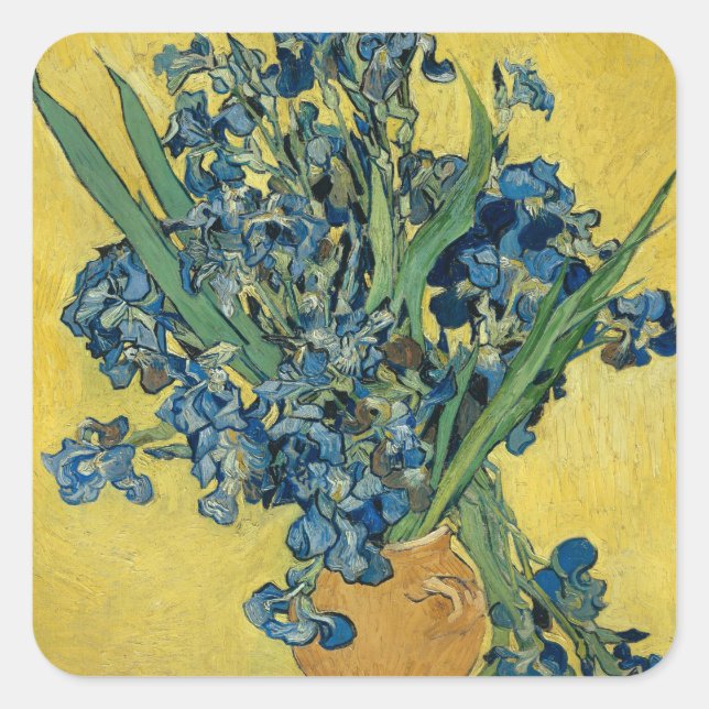 Vase with Irises by Van Gogh Square Sticker (Front)