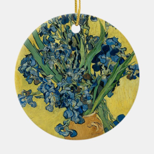 Vase with Irises by Van Gogh - Still Life Ceramic Ornament (Front)