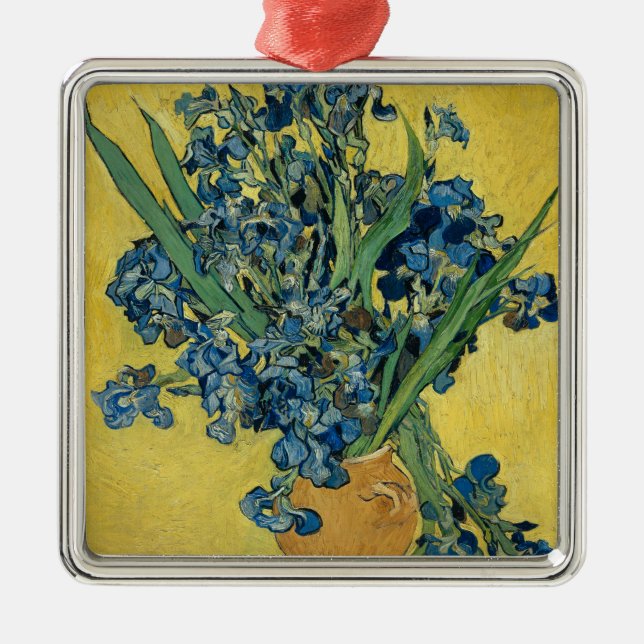 Vase with Irises by Van Gogh - Still Life Metal Ornament (Front)