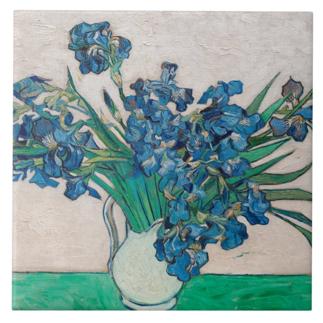 Vase with Irises, Van Gogh Ceramic Tile (Front)