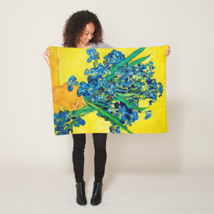 Vase with Irises, Van Gogh Fleece Blanket