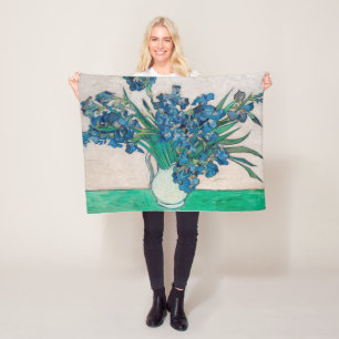 Vase with Irises, Van Gogh Fleece Blanket